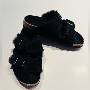 Birkenstock Black Shearling Arizona Size 36